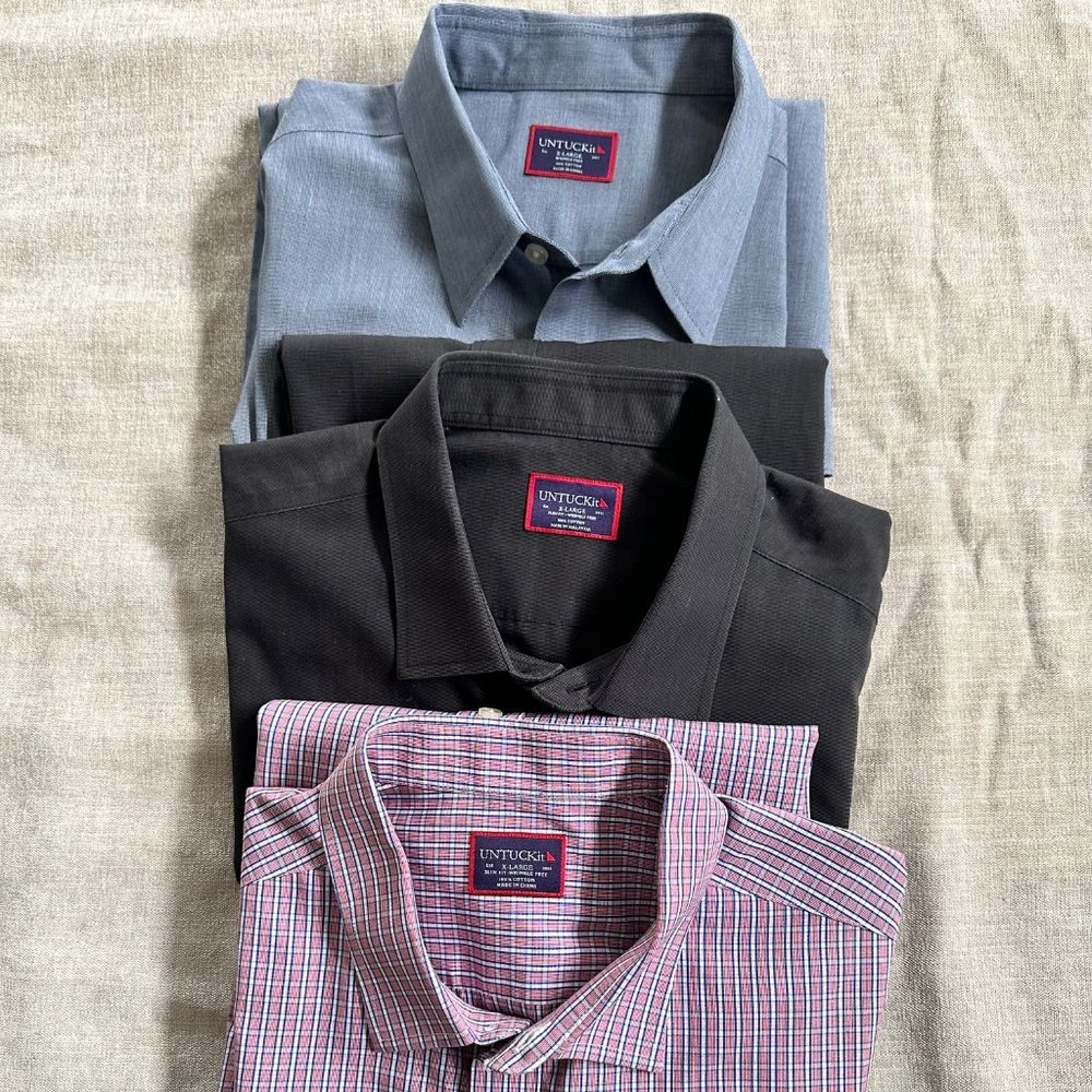 Three UNTUCKit Long Sleeve Shirts size XL.